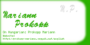 mariann prokopp business card